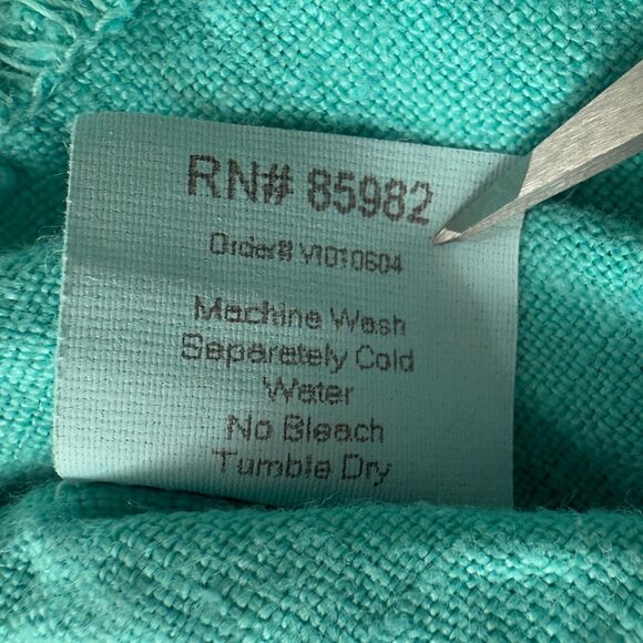 Liz and Jane Women's Turquoise Blue 100% Linen Button Front Top Size M - Picture 6 of 12